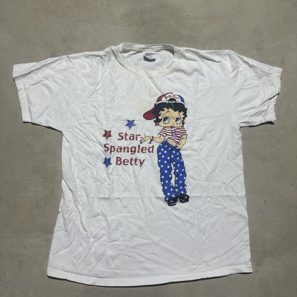 Vintage Betty Boop Star Spangled Betty 4th of July Patriotic T Shirt Adult SZ L